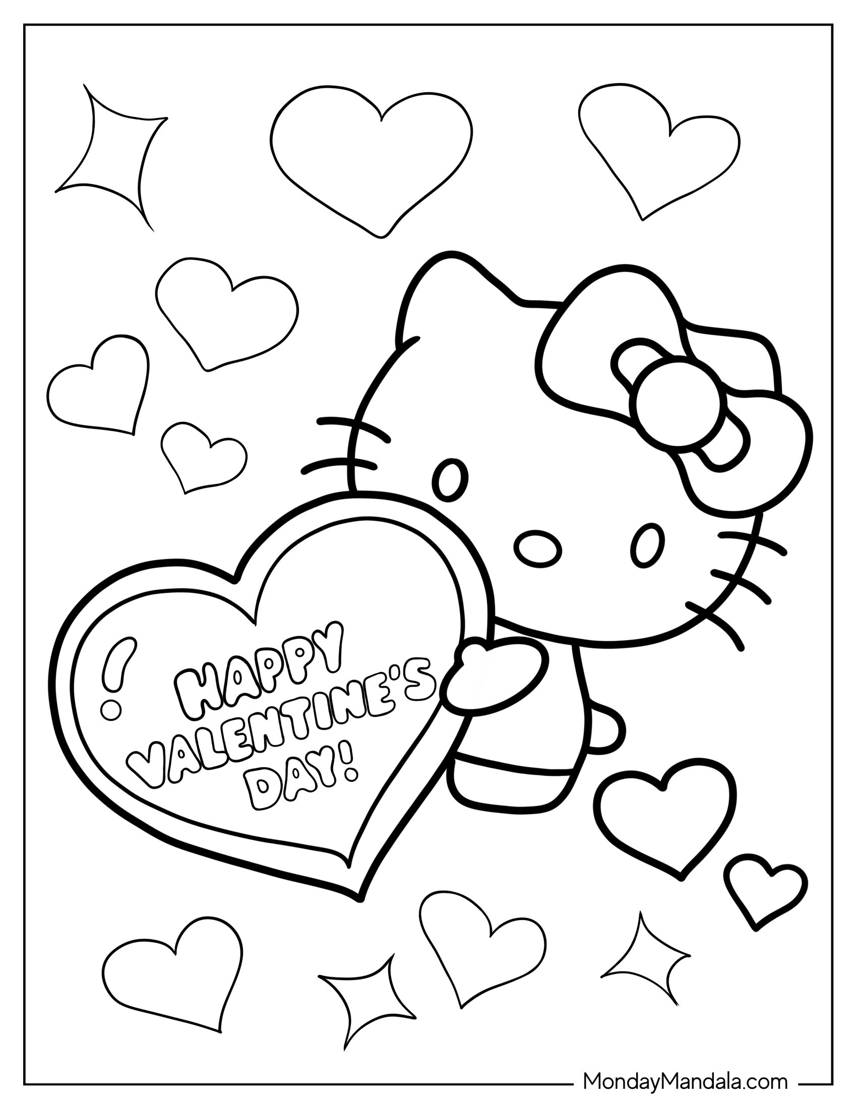 Valentine_s Day Hello Kitty Coloring Sheet