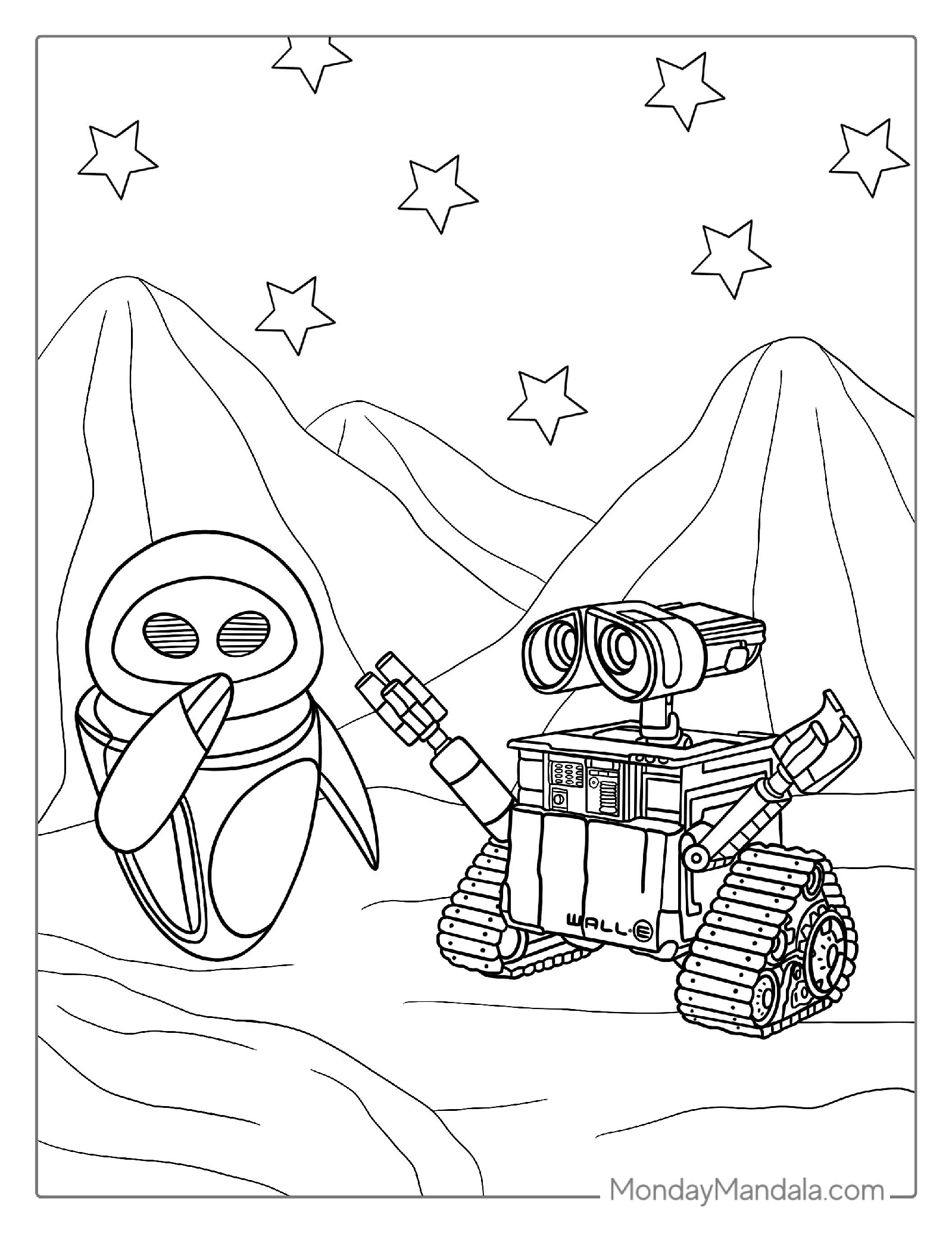 Wall-E And Eve Robot Coloring Page