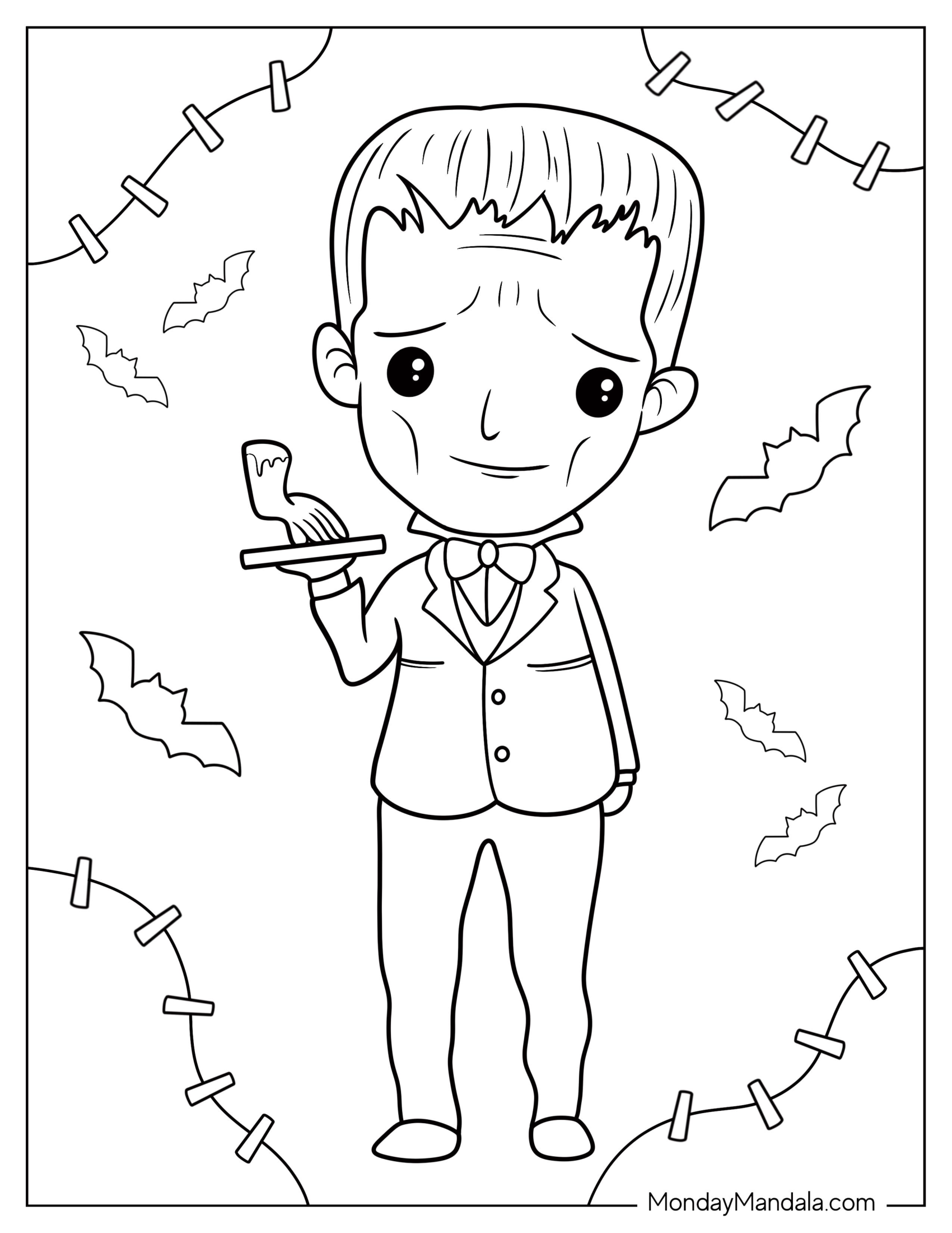 Wednesday Coloring Page Of Cartoon Lurch Holding Up Thing On Tray