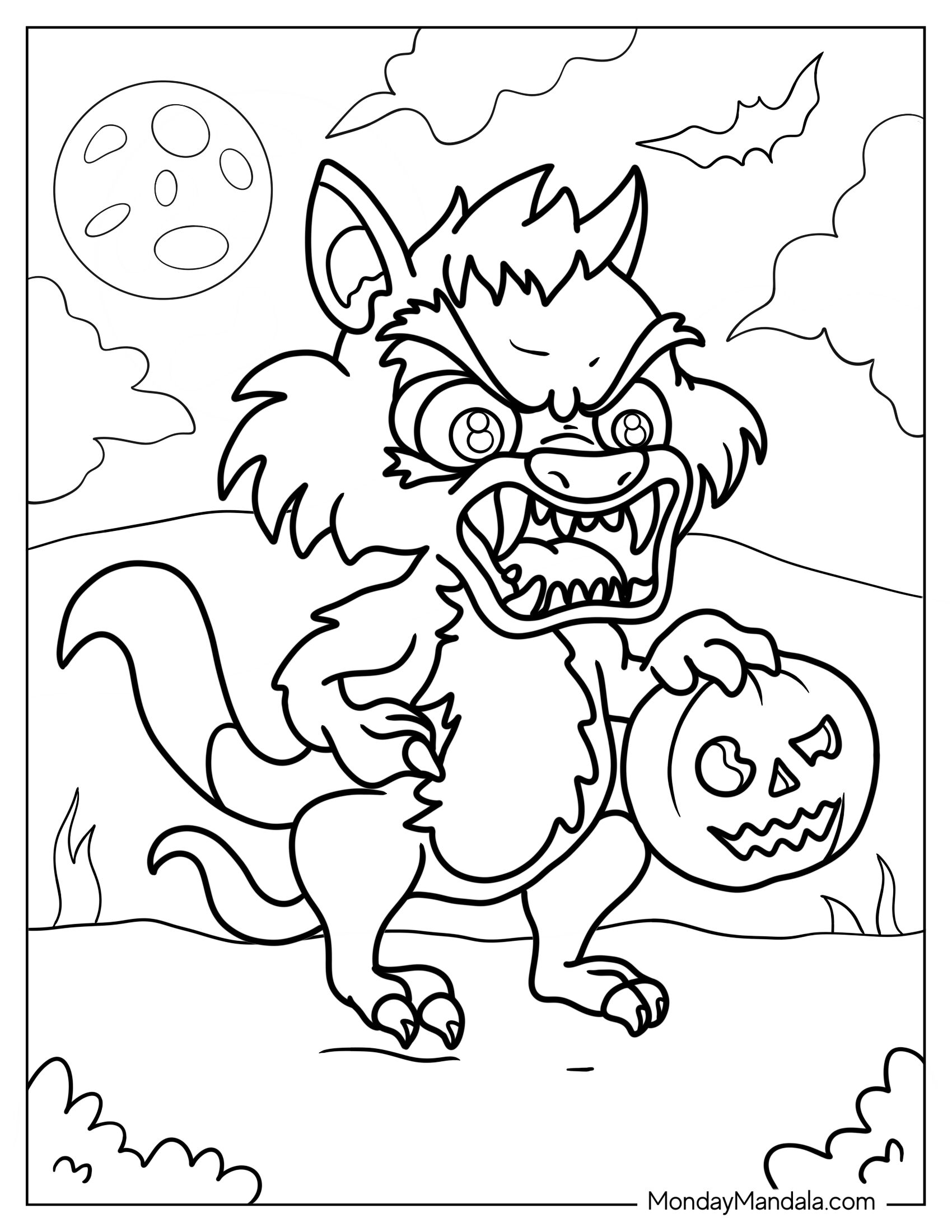 Werewolf Monster To Color For Kids