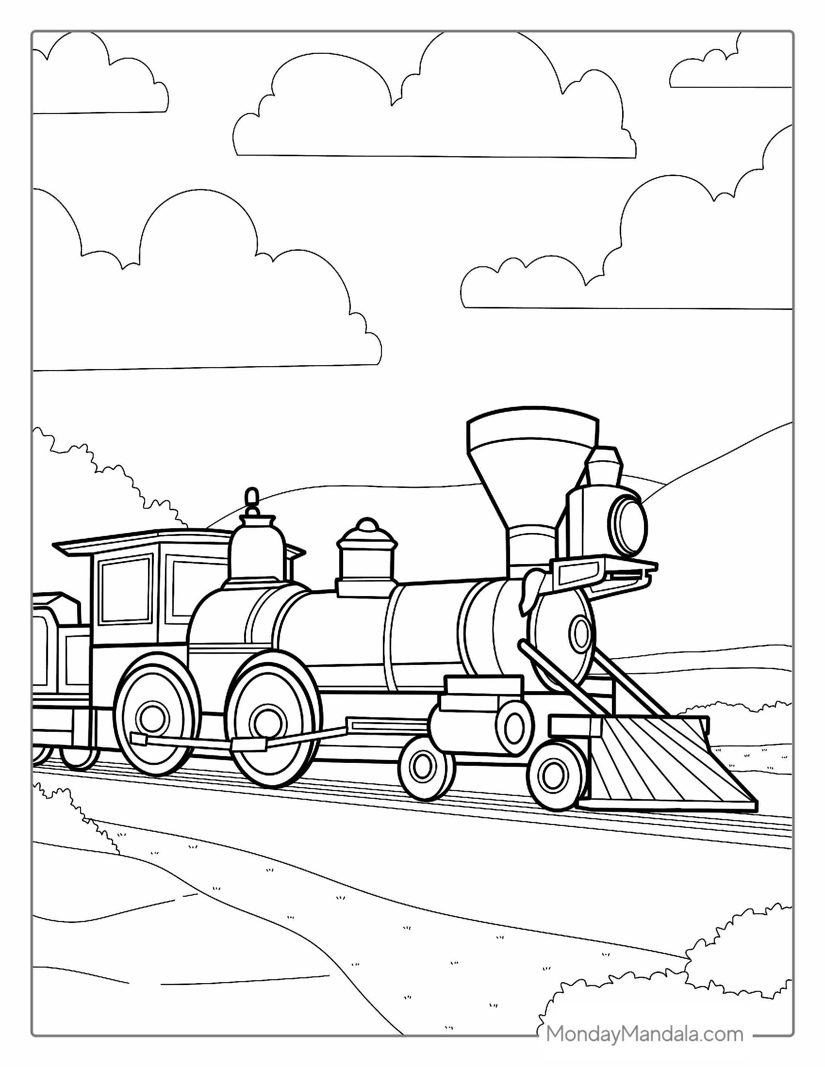 Western Steam Powered Train To Color