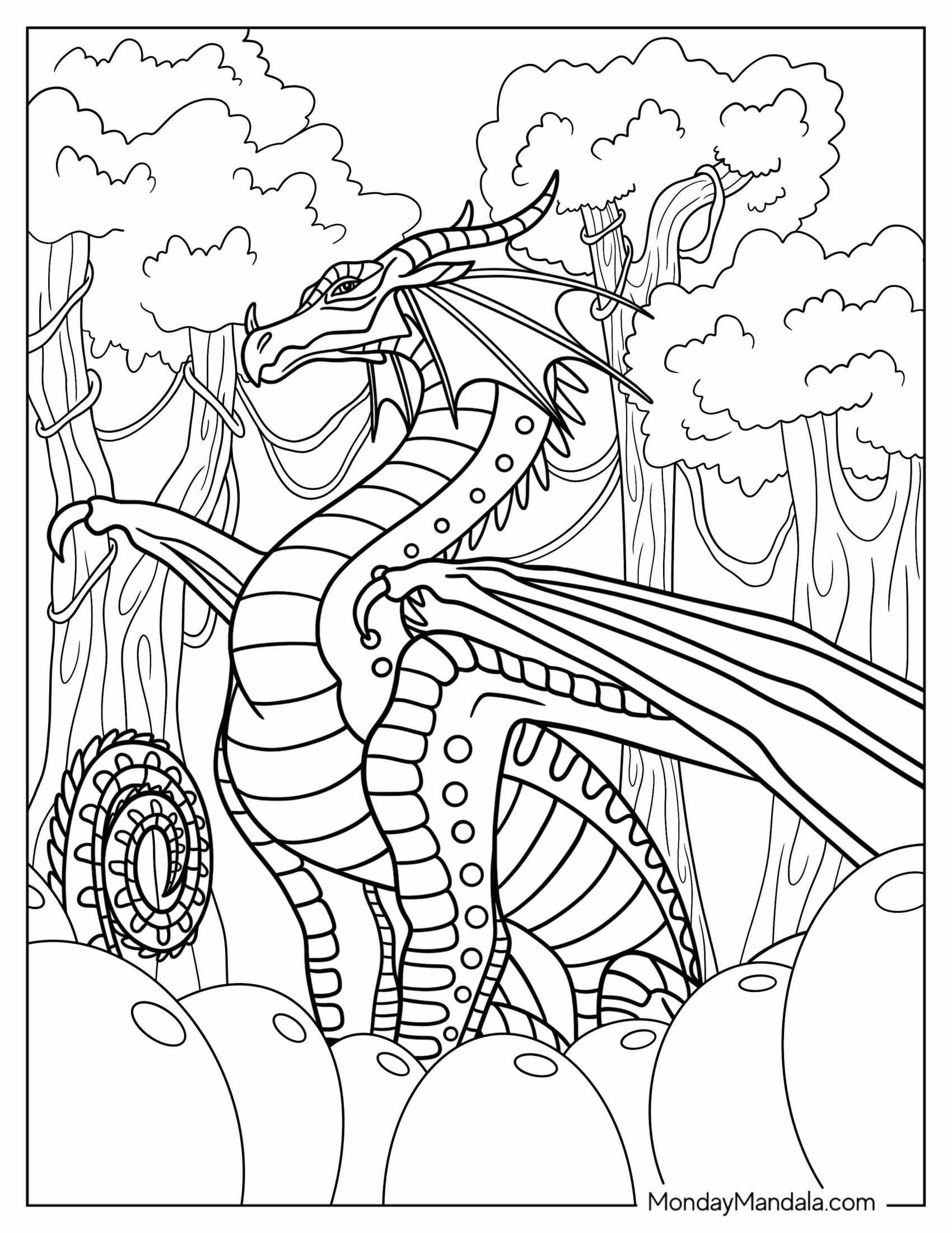 Wings Of Fire Coloring Page Of Queen Grandeur In The Forest