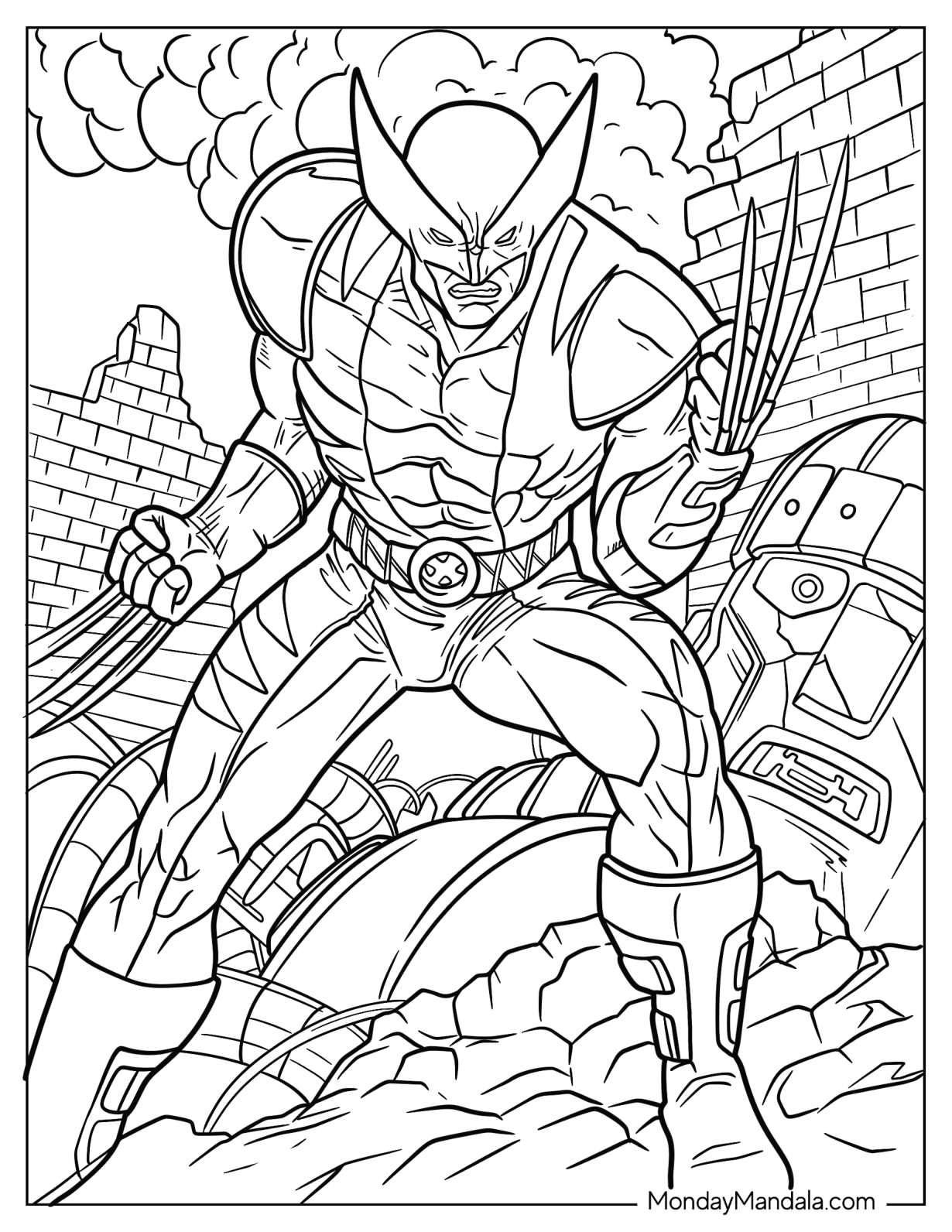 Wolverine In X-Men Coloring Page Costume In Battlefield