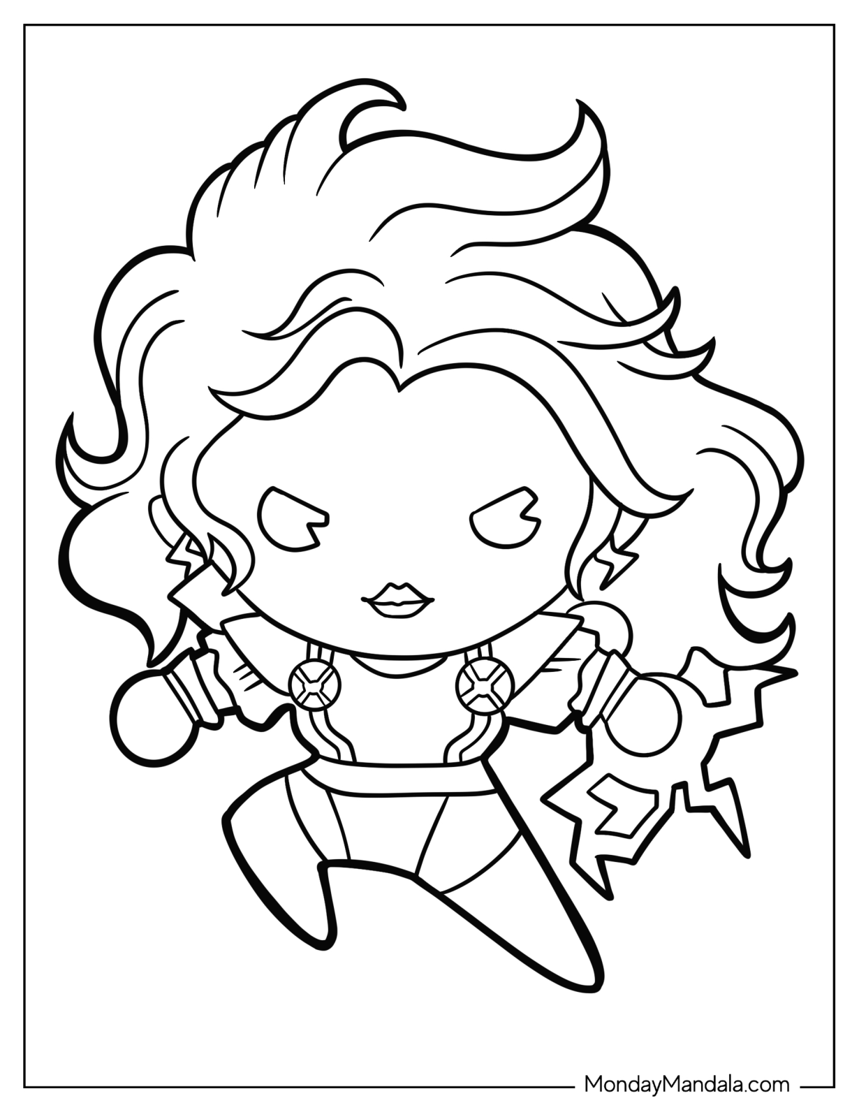 X-Men Coloring Page Of Kawaii Chibi Storm For Preschoolers