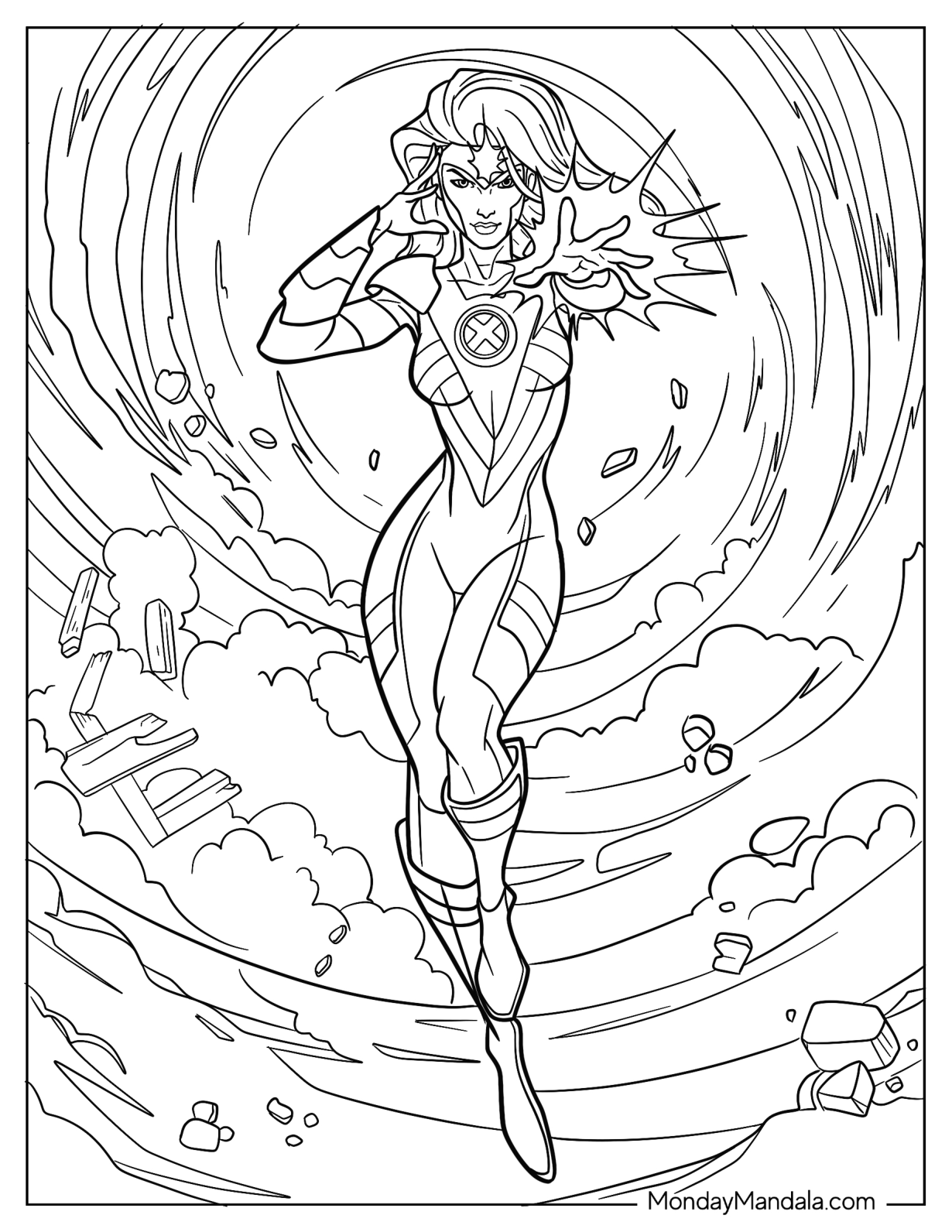 X-Men Coloring Page Of Phoenix Using Telekinesis