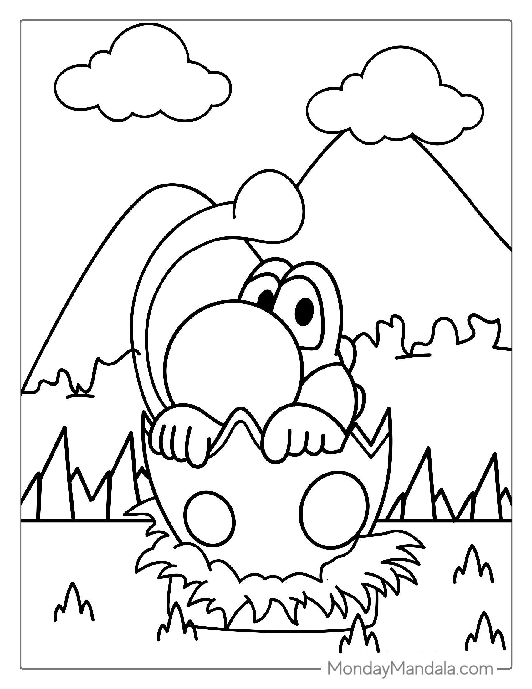 Yoshi Emerging From Egg Coloring Page