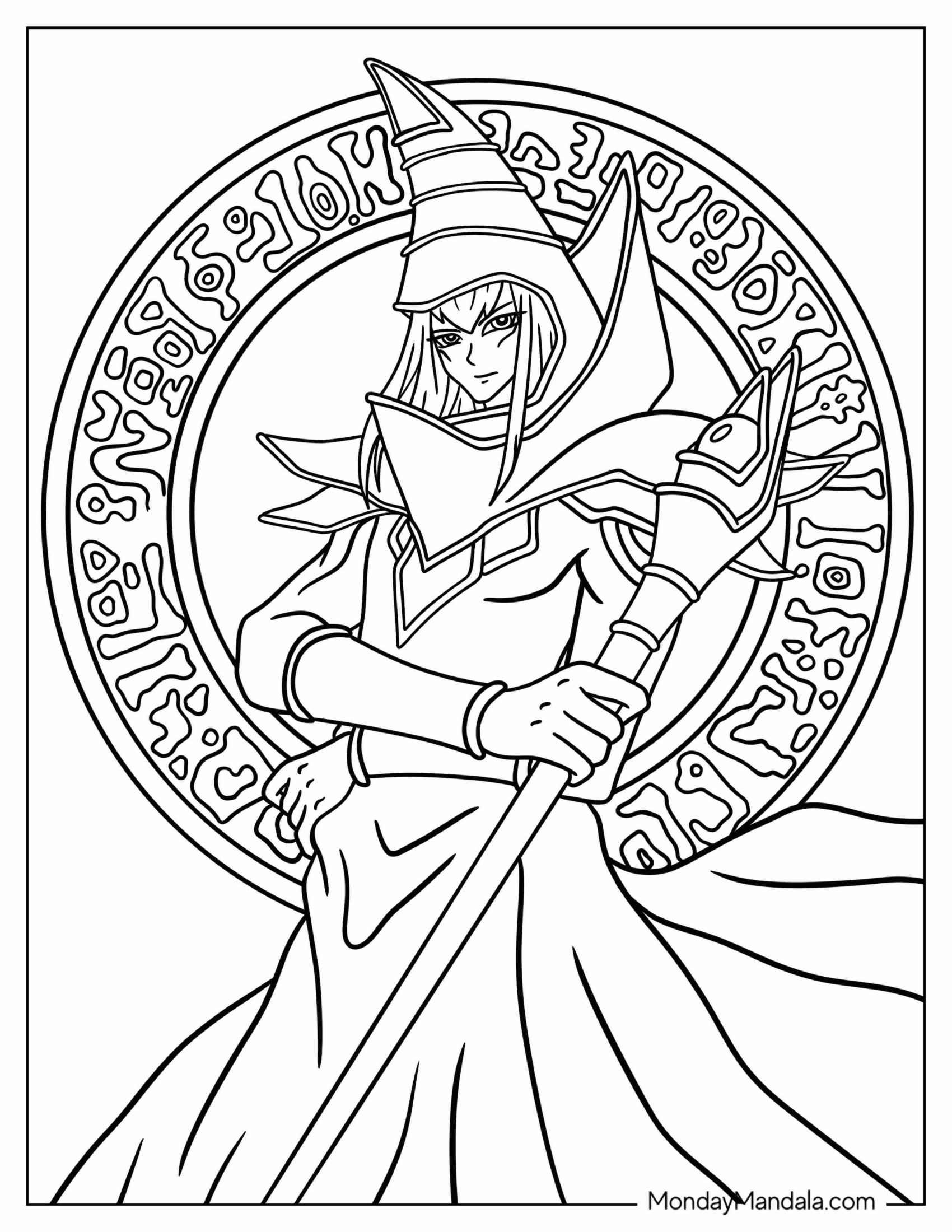 Yu Gi Oh Coloring Page Of Detailed Yu Gi Oh Dark Magician