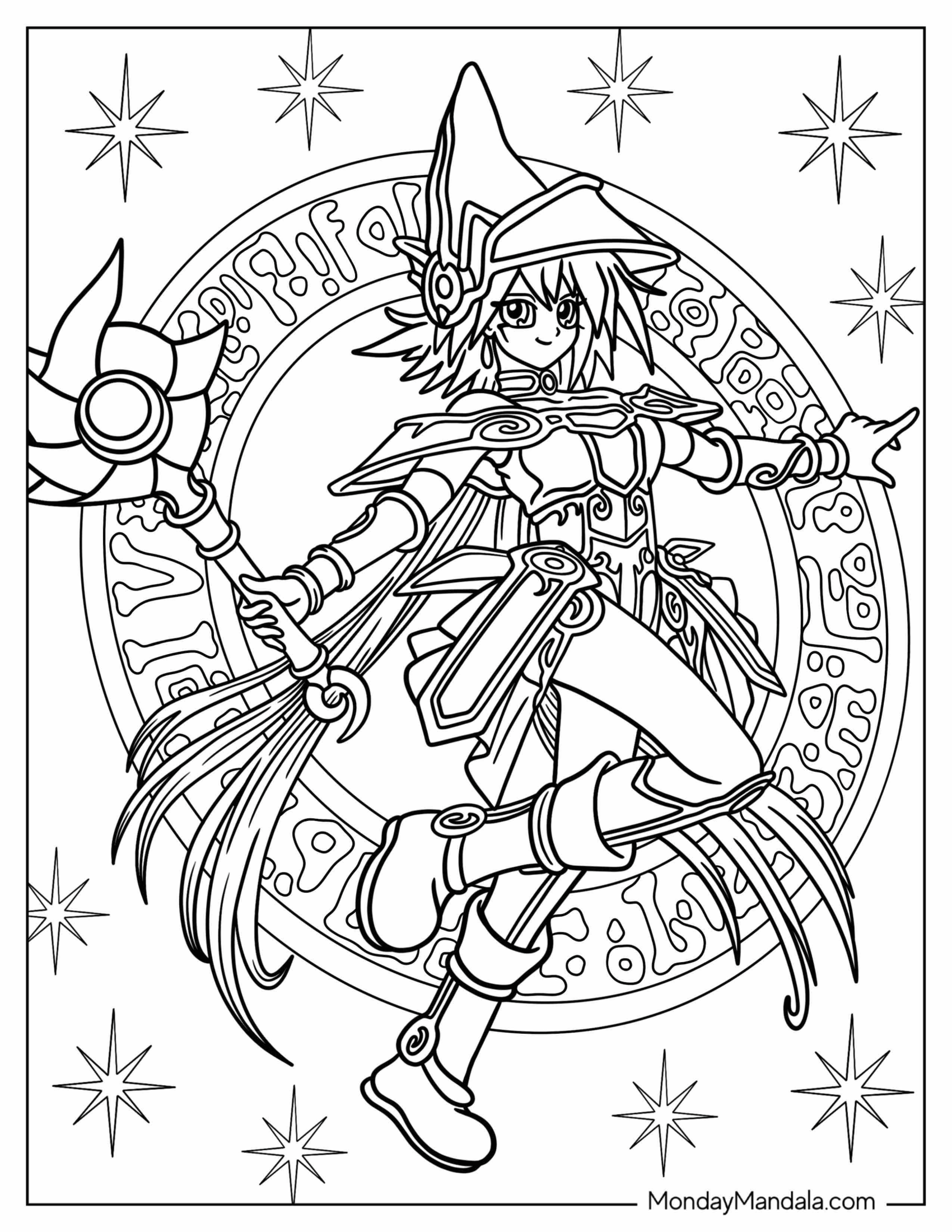 Yu Gi Oh Coloring Page Of Kawaii Dark Magician Girl