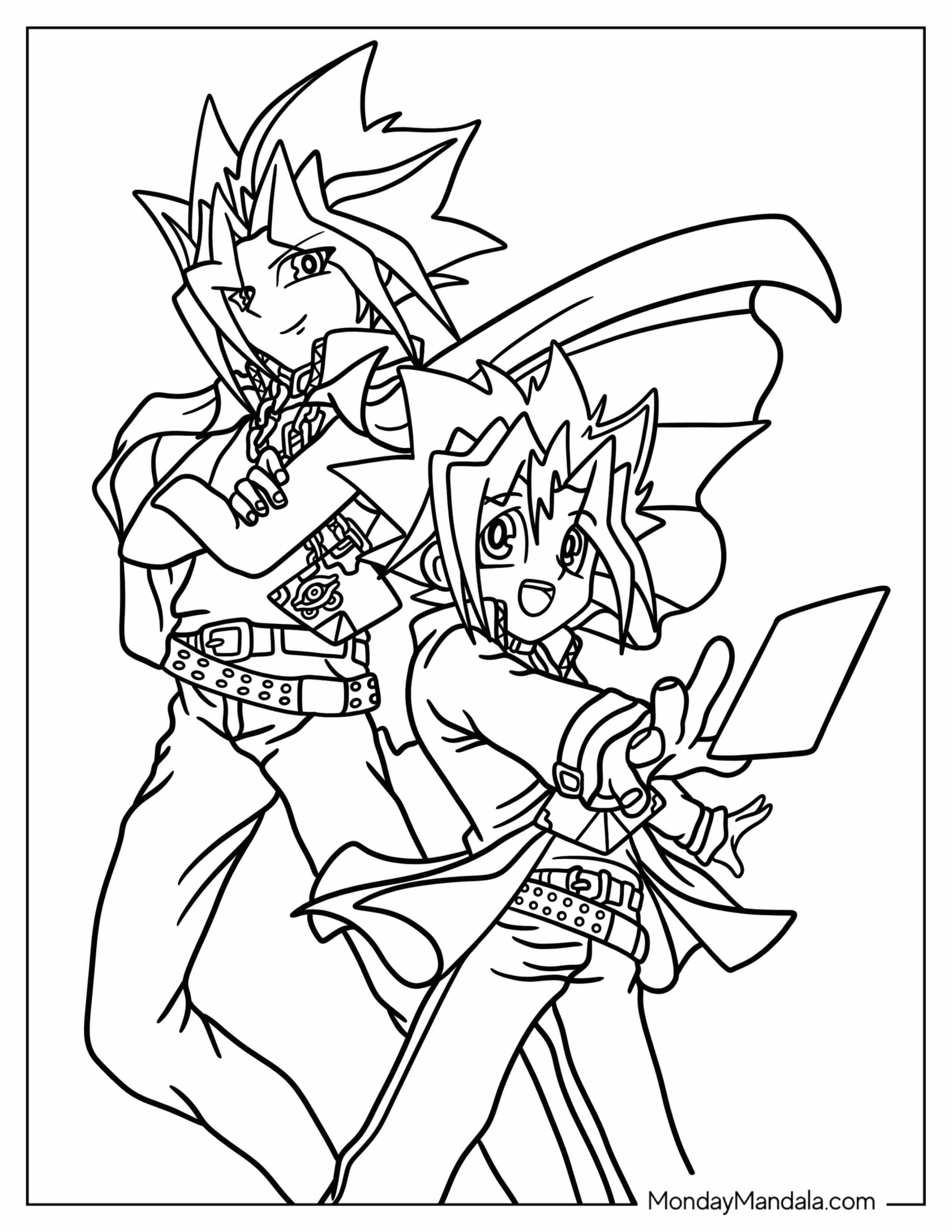 Yu Gi Oh Coloring Page Of Young And Old Yugi Mutou Back To Back