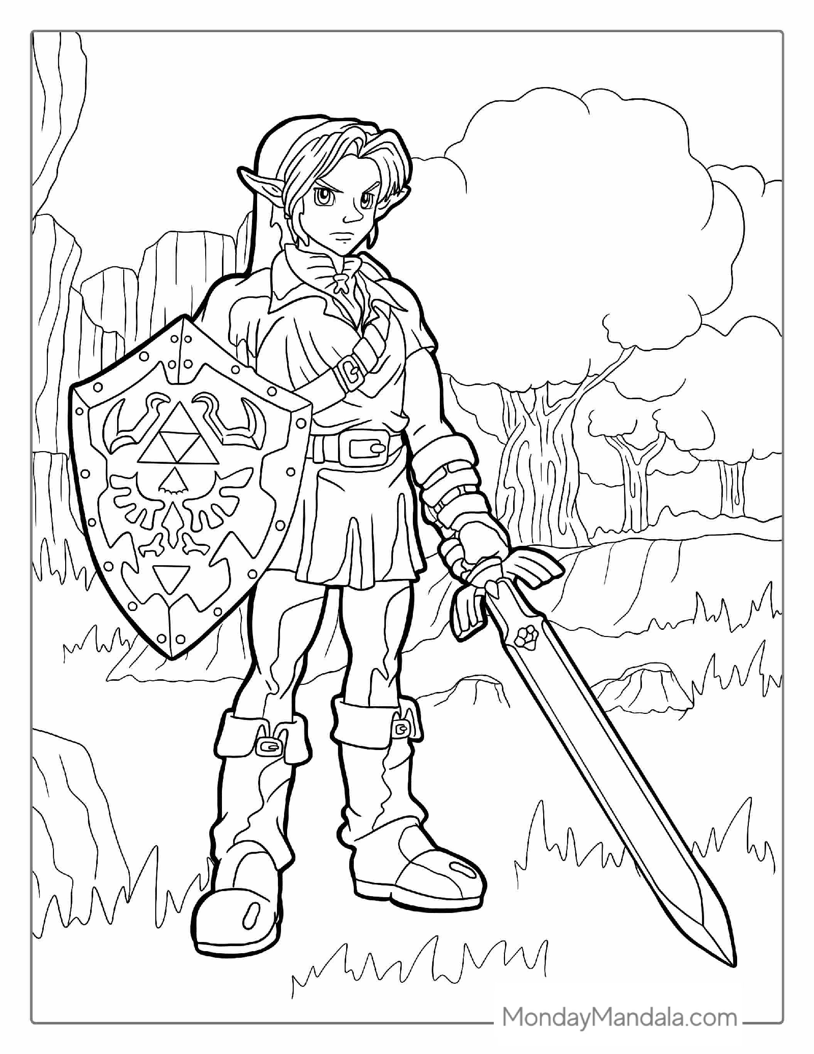 Zelda_ Link Ocarina Of Time Coloring Page