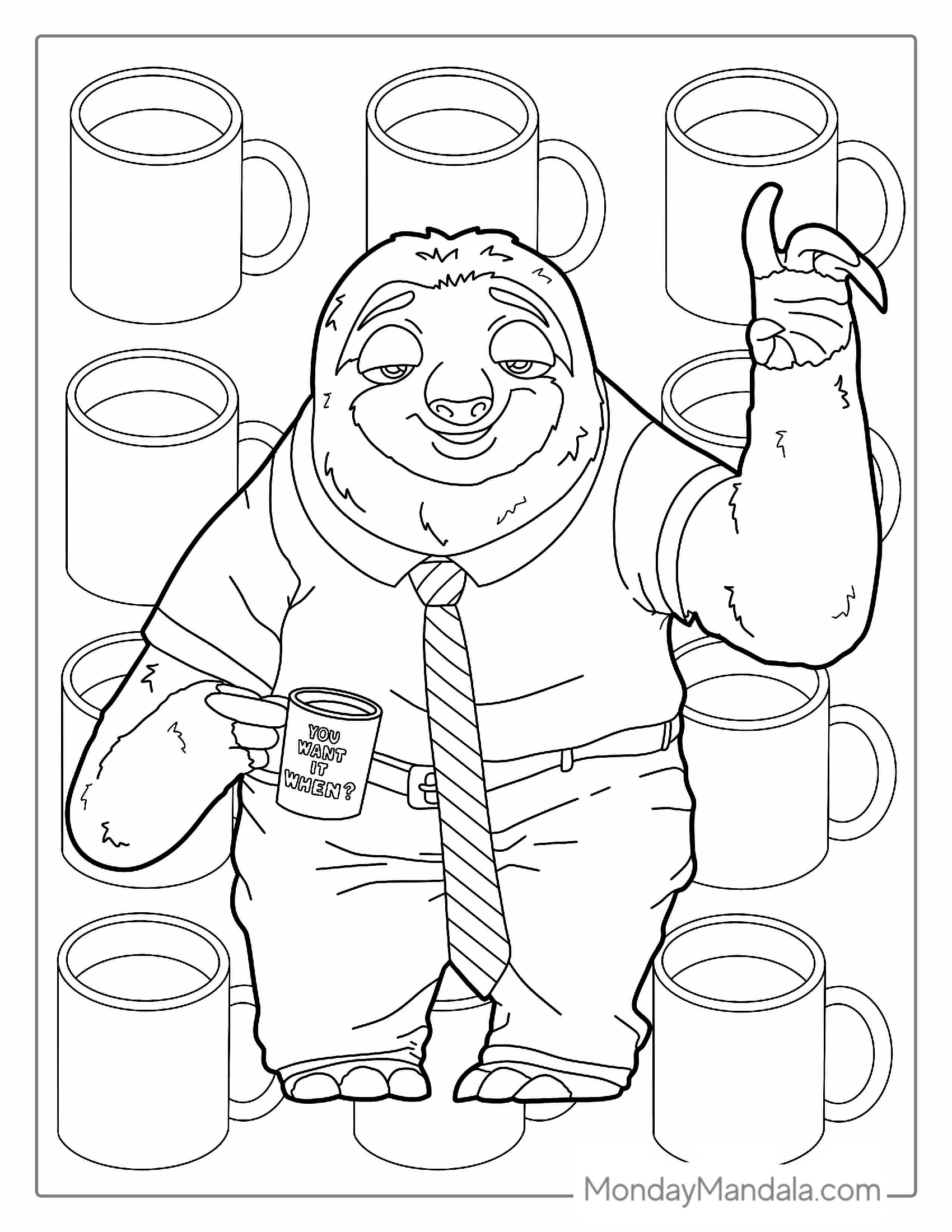 Zootopia Sloth Coloring Page For Kids